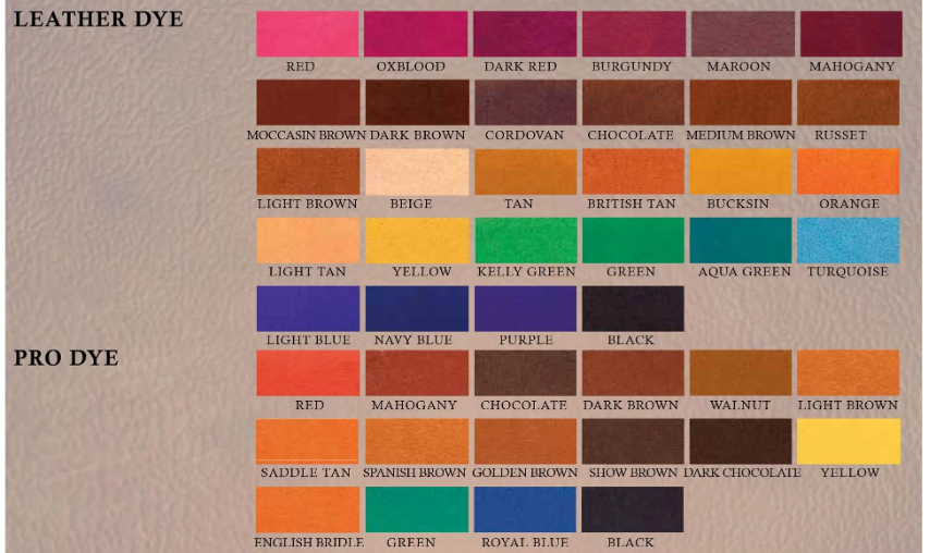 leather dye chart